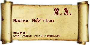 Macher Márton névjegykártya